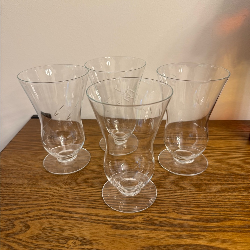 Princess House Crystal Heritage Stemmed Parfait Dessert Glasses #6154 , Set of 4